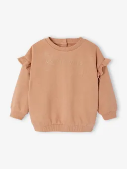 Vertbaudet Baby Sweatshirt mit Rüschen personalisierbar pekannuss – Produktbild 1 von 1