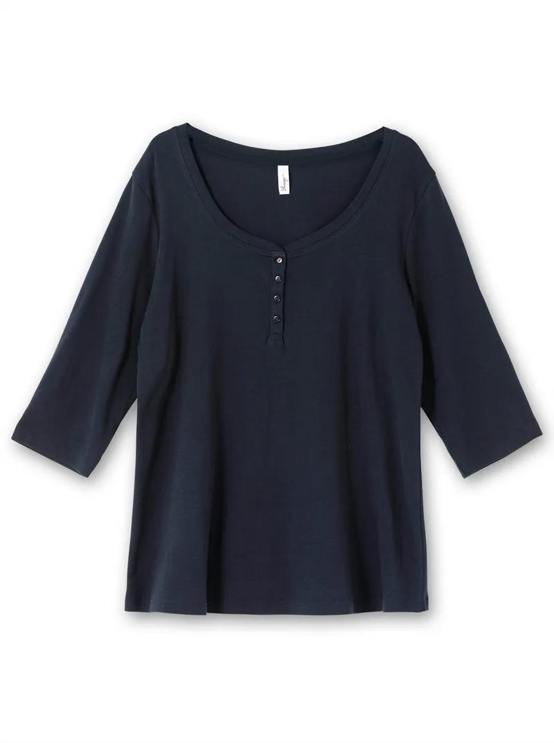 sheego 3/4-Arm-Shirt tiefblau, Tiefblau, – Produktbild 1 von 2
