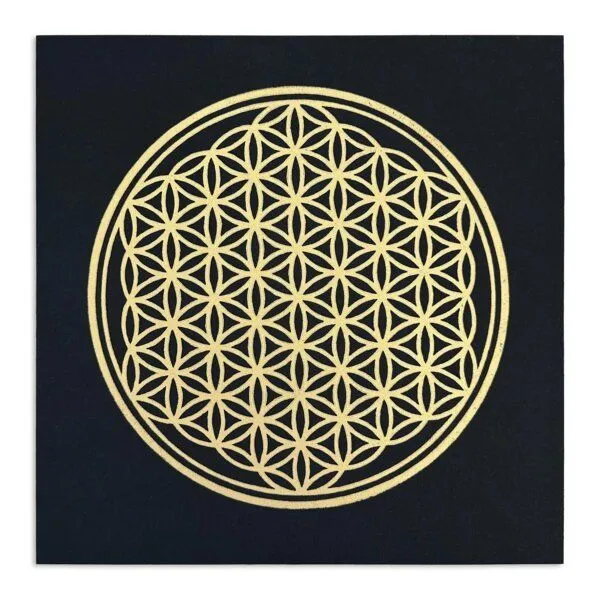 Veskor Cassiopeia Veskor Cassiopeia BLUME DES LEBENS II | Goldener Heilige Geometrie Linoldruck | 20 × 20 cm, Schwarz, – Produktbild 1 von 3