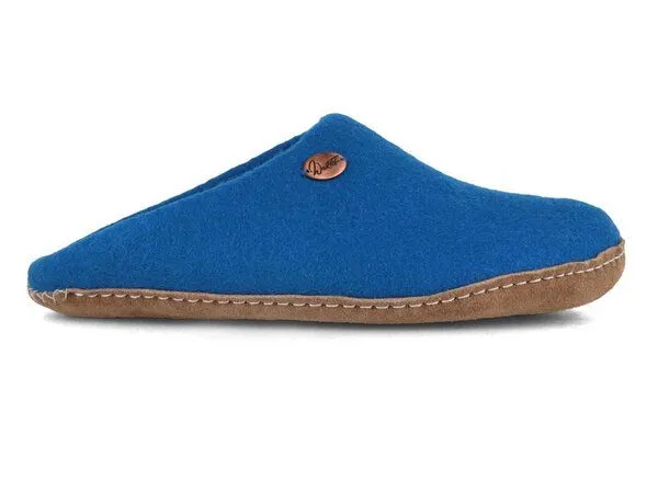 WoolFit WoolFit Handgefilzte Pantoffeln ohne Fersenrand Hausschuhe aus 100% Wolle, Blau, – Produktbild 3 von 4