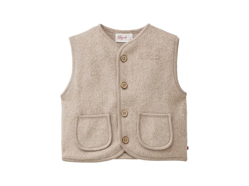 People Wear Organic People Wear Organic Fleece-Weste dunkelsand mélange 86/92, Natur, – Produktbild 1 von 2