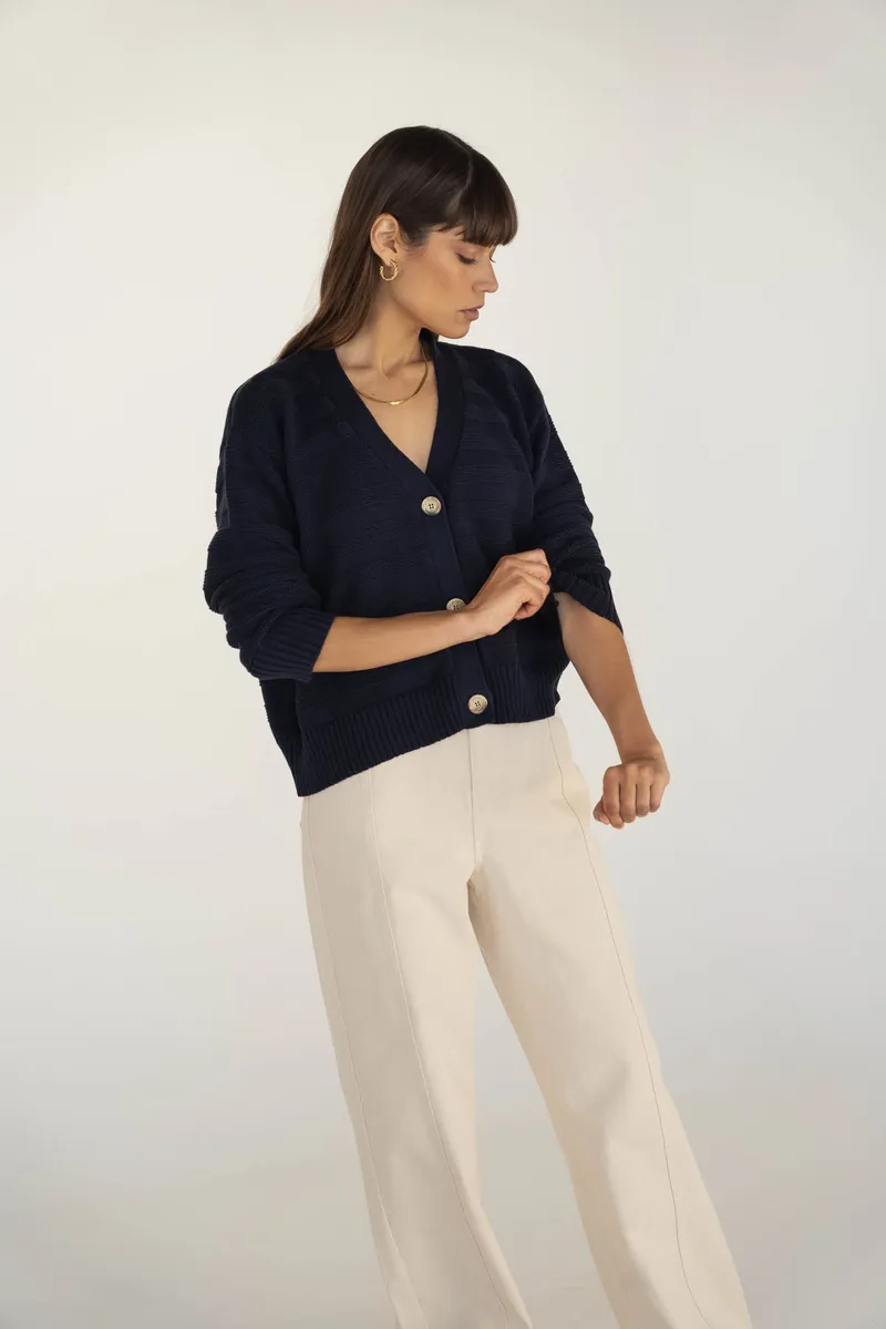 Näz Näz Damen vegan Cardigan Sophia Navy, Extra dunkelblau, – Produktbild 2 von 2