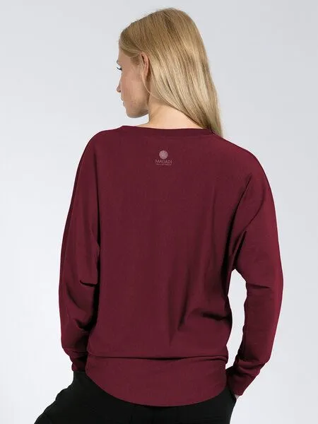 Magadi Magadi Yoga Sweater Anna aus Naturmaterial, Rot (dark red), – Produktbild 4 von 4