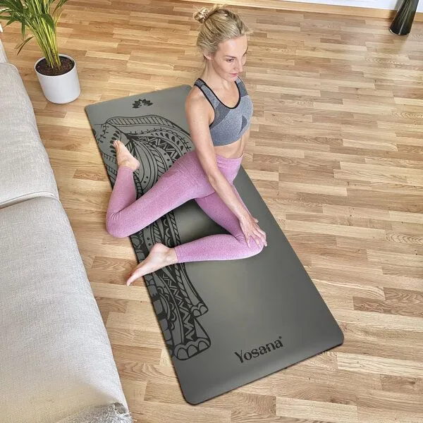 Yosana Yosana Yogamatte Ultra Grip inkl. Baumwolltragegurt (Elefant Grau) – Produktbild 1 von 8