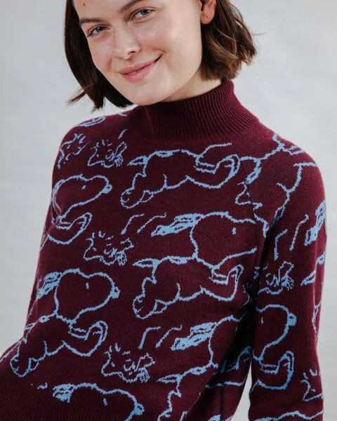 Brava Fabrics Brava Fabrics Strickpullover Peanuts Jacquard Chocolate – Produktbild 3 von 4