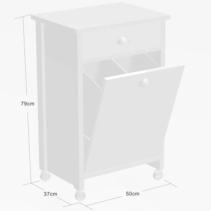 Kesper KESPER Küchenwagen mit Mülleimer Sonoma Eiche 37 x 50 x 79 cm, Weiß, – Produktbild 3 von 3