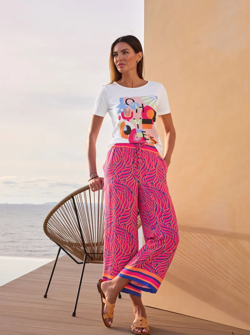 heine Druckhose royalblau-pink-bedruckt, Royalblau-pink-bedruckt, – Produktbild 3 von 3