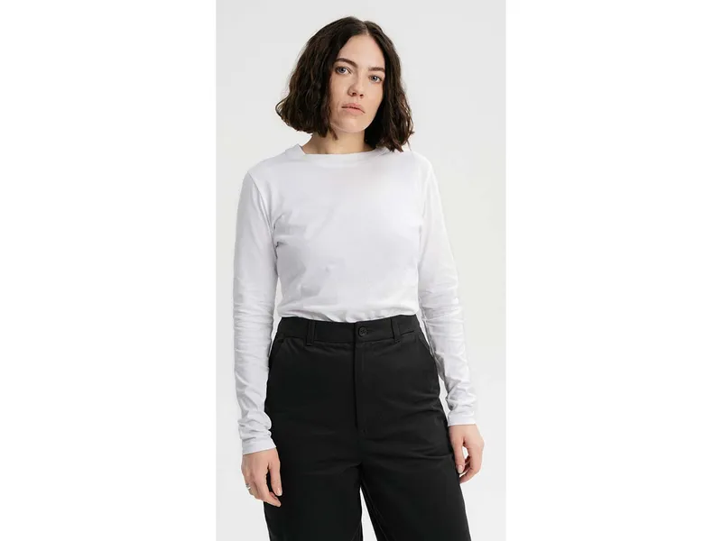 MELA MELA Basic Langarmshirt Style DHIVYA aus 100% Bio-Baumwolle, Weiss, – Produktbild 1 von 5
