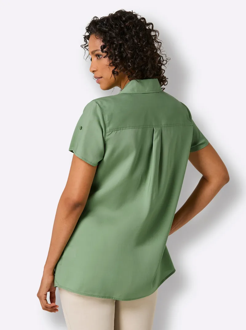 Kurzarm-Bluse, Eucalyptus, – Produktbild 1 von 2
