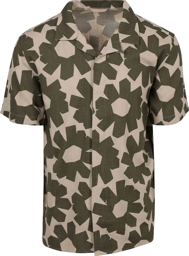 KnowledgeCotton Apparel KnowledgeCotton Apparel Kurzarmhemd Leinen-Mix Oliv - Größe XL, Grün, – Produktbild 1 von 3