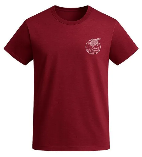 vis wear vis wear Schildkröte zwischen Ozean und Wellen - Organic Shirt, Rot, – Produktbild 4 von 4
