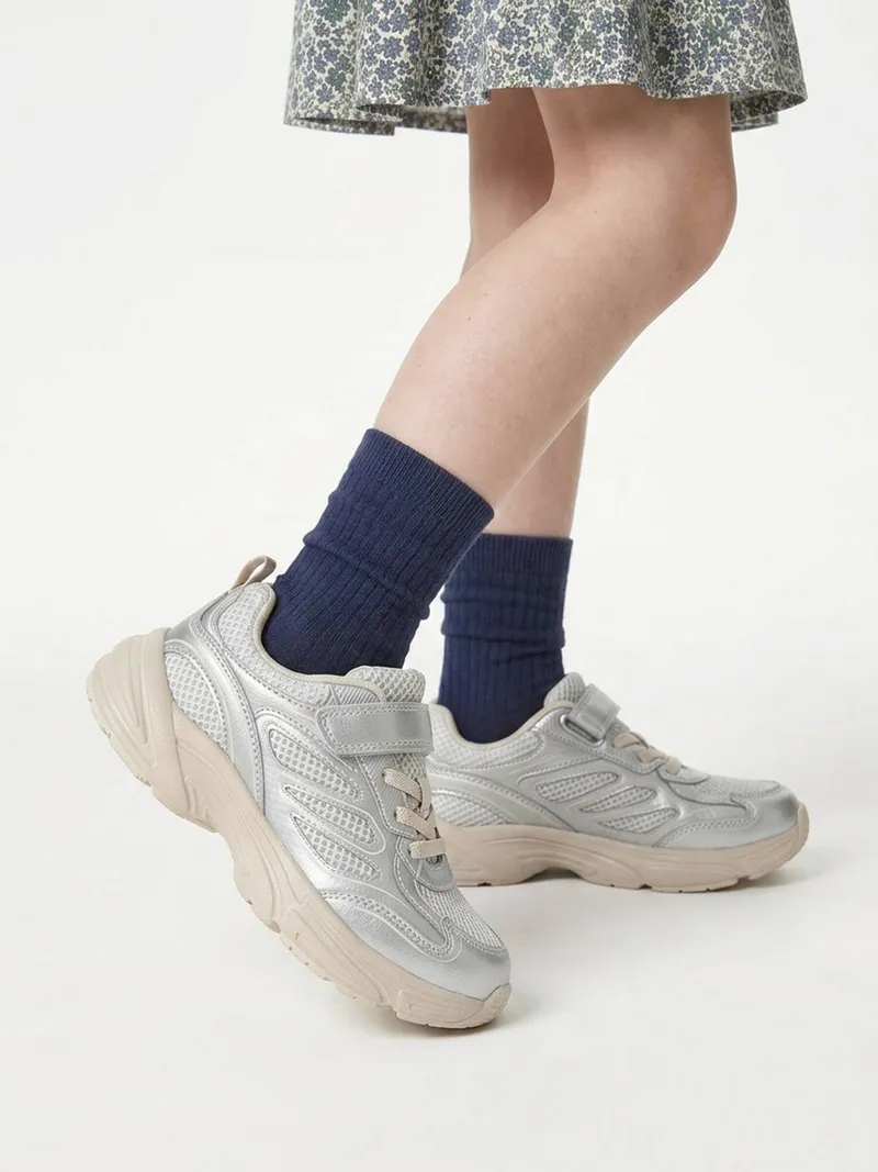 Vertbaudet Vertbaudet Sneakers mit Klettverschluss Mädchen, Silber, – Produktbild 1 von 4