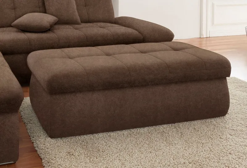 DOMO collection Hocker NMORIC, mit Stauraumfach, auch in Cord, Braun, – Produktbild 1 von 5
