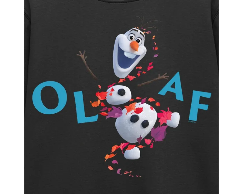 Spreadshirt Sweatshirt Frozen Olaf Schriftzug Mit Schneemann Kinder Premium Pullover (1-tlg) Regular Fit, Schwarz, – Produktbild 2 von 5