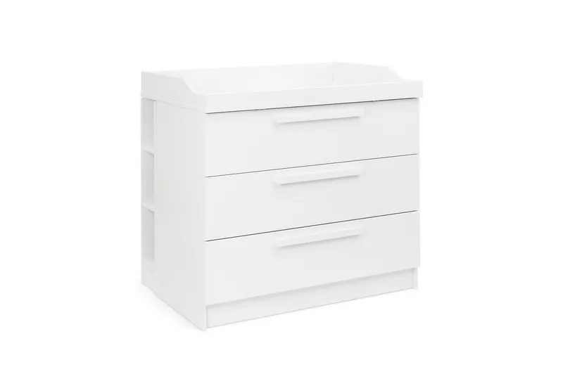 Ehrenkind Wickelkommode Linia mit abnehmbarem Wickelaufsatz aus Kiefer, 3 Schubladen + Regal, made in Europe, Weiß, – Produktbild 1 von 5