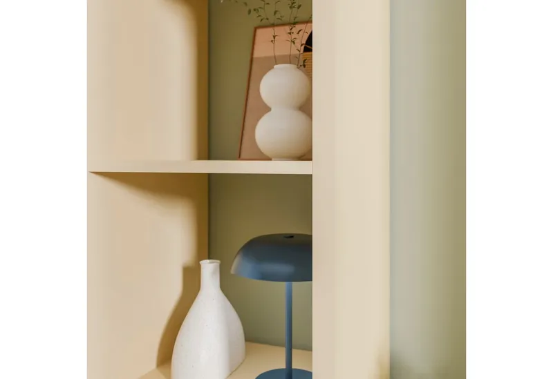 FORTE Standregal Mauro, FSC®-zertifiziert, Fachgröße 33x33cm, 4 Fächer, Gelb, – Produktbild 5 von 5