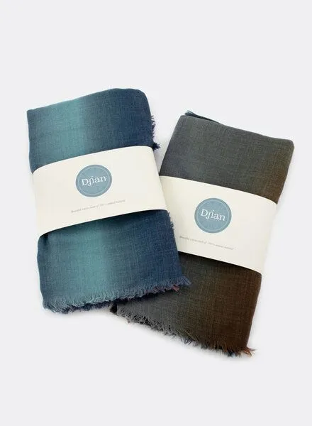 Djian Djian ILVIE –Schal aus Merino-Wolle, mulesing-frei, Grün / braun, – Produktbild 3 von 3