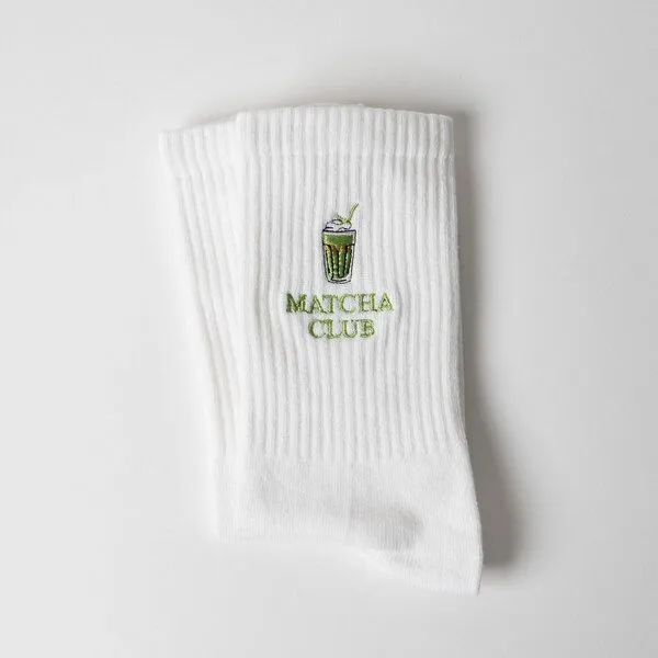 arrel arrel Matcha Club Statement Socken, Weiß/grün(weiß), – Produktbild 1 von 1