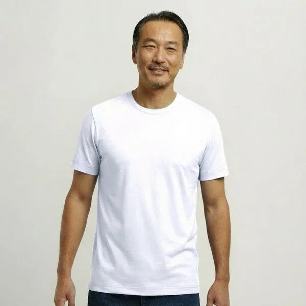 YTWOO YTWOO Basic Herren T-Shirt aus gekämmter Bio-Baumwolle, Weiß, – Produktbild 2 von 4