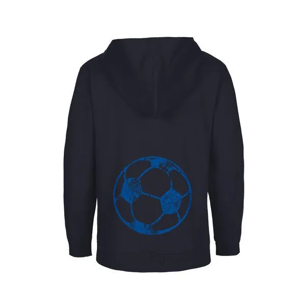 HANDGEDRUCKT HANDGEDRUCKT Unisex Kinder Zip Up Hoody "Fußball", Navy, – Produktbild 1 von 3