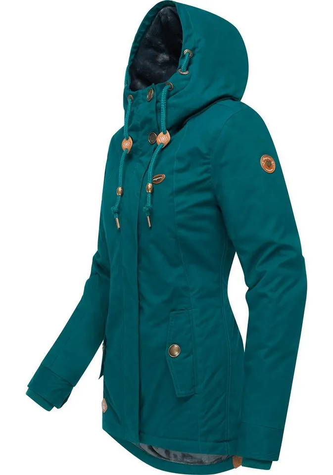 ragwear ragwear Winterjacke Monade Damen Winterparka mit Kapuze und m. Fleece gefüttert, Grau|grün, – Produktbild 3 von 4