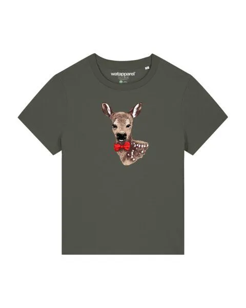 watapparel watapparel T-Shirt Frauen Rehkitz, Khaki, – Produktbild 1 von 3
