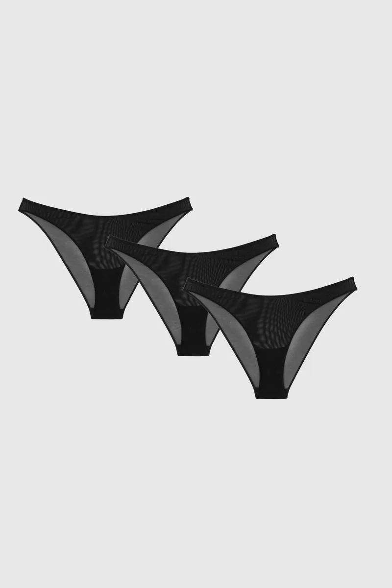 Understatement Understatement Damen vegan Multipack 3x Bikini Slips Mesh Schwarz, Schwarz, – Produktbild 1 von 2