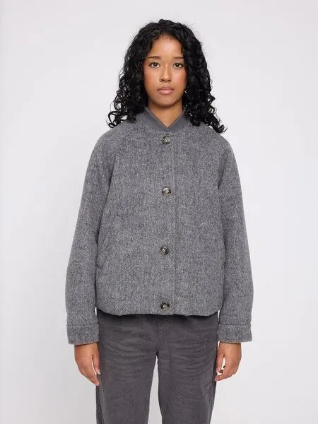 Mazine Mazine Bomberjacke in Woll-Optik aus recykeltem Plastik, Grau, – Produktbild 4 von 4