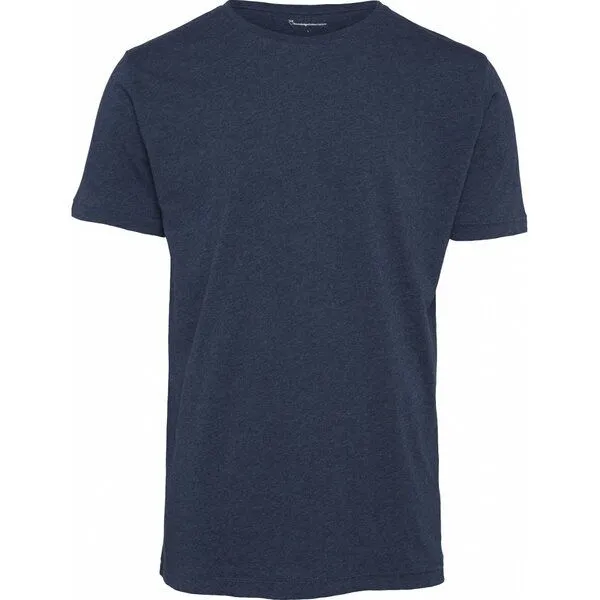 KnowledgeCotton Apparel KnowledgeCotton Apparel Basic T-Shirt O-Neck aus Bio-Baumwolle, Hellblau (insignia blue melange), – Produktbild 1 von 3
