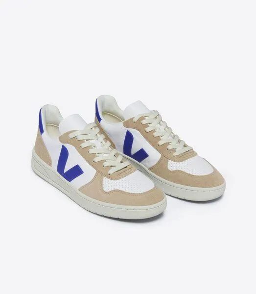 Veja Veja Sneaker Damen - V-10 Leather, White paros sahara (blau), – Produktbild 2 von 3
