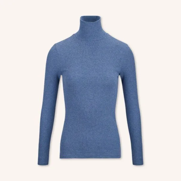 NORDLICHT NORDLICHT Geripptes Rollkragenshirt Dana, Blau, – Produktbild 2 von 4