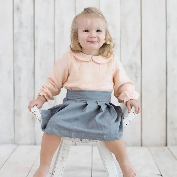 OrganicEra OrganicEra Bio Musselin Peter Pan Kragen Bodysuit Bluse, Lachs, – Produktbild 1 von 3