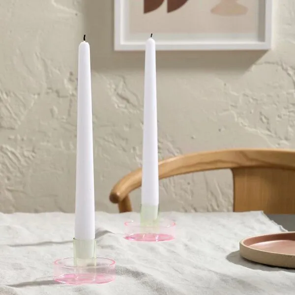 Block Design Block Design Duo Tone Kerzenhalter aus Glas, Rosa/grün, – Produktbild 3 von 3