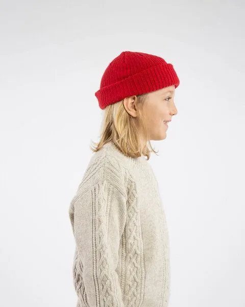 MATONA Matona Strickbeanie für Kinder, Frauen und Männer aus Bio-Baumwolle und Lammwolle / Fisherman Beanie, Poppy, – Produktbild 1 von 3