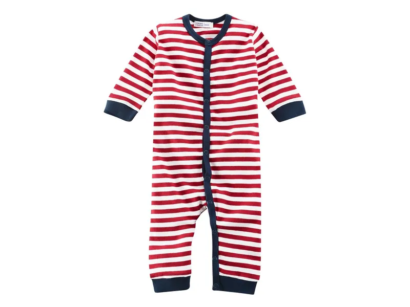 Living Crafts Living Crafts Baby und Kinder Schlafanzug Bio-Baumwolle rot-weiß gestreift Gr. 74/80, Rot, – Produktbild 1 von 2