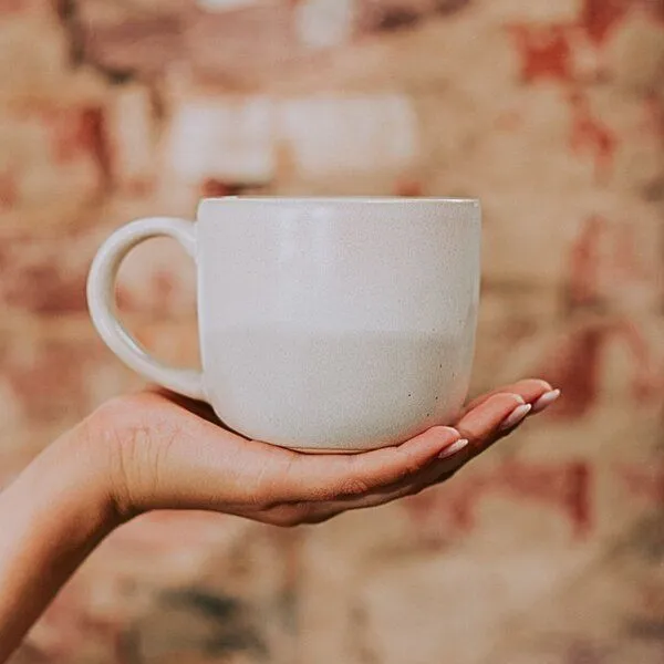 Econovo Econovo Keramik Tasse Handgemacht Groß 400ml, Türkis-beige (blau), – Produktbild 2 von 4
