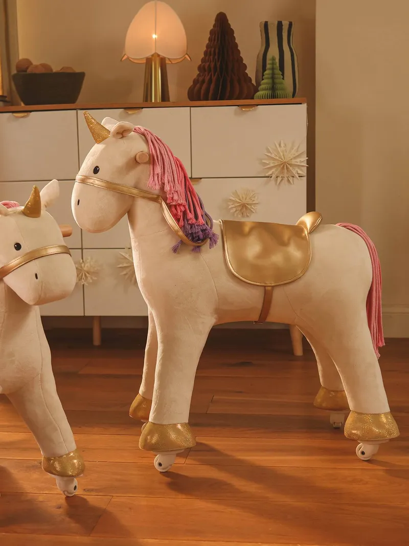 Vertbaudet Vertbaudet Kinder Reitpferd oder Einhorn auf Rollen, Großes einhorn weiß, – Produktbild 1 von 4