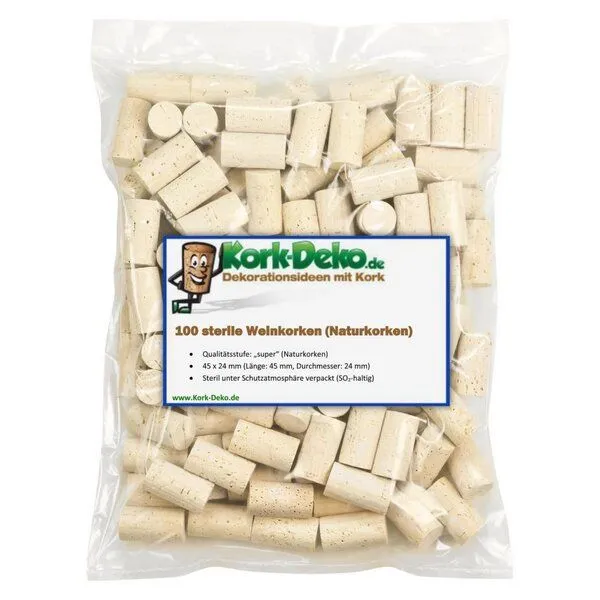 Kork-Deko Kork-Deko 100 sterile Weinkorken | Naturkorken Qualitätsstufe: "super" | 45 x 24 mm – Produktbild 2 von 4