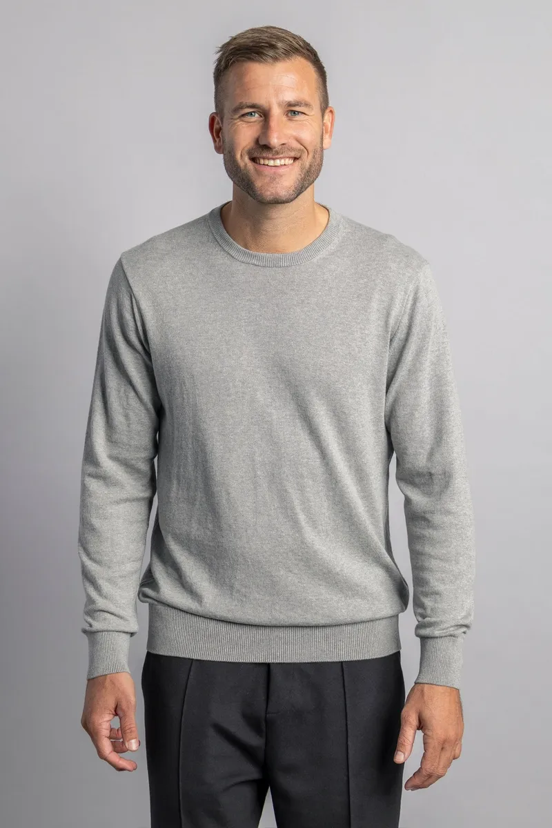 DIRTS DIRTS Herren vegan Pullover Classic Knit Crewneck Grau Melange, Grau, – Produktbild 2 von 2
