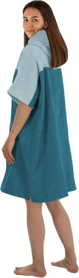 normani Badeponcho Damen Surfer Poncho Kuta, Bio-Baumwolle, Kapuze, Schlupf, Badeponcho aus 100 % saugstarker Bio-Baumwolle, Blau, – Produktbild 4 von 5