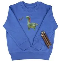 MelaDi Meladi Kinder Sweater aus Biobaumwolle - Dino auf Aqua Blue – Produktbild 1 von 1