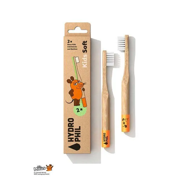 Hydrophil Hydrophil Kinder Maus Zahnbürste aus Bambus | extra weich, Orange, – Produktbild 2 von 6