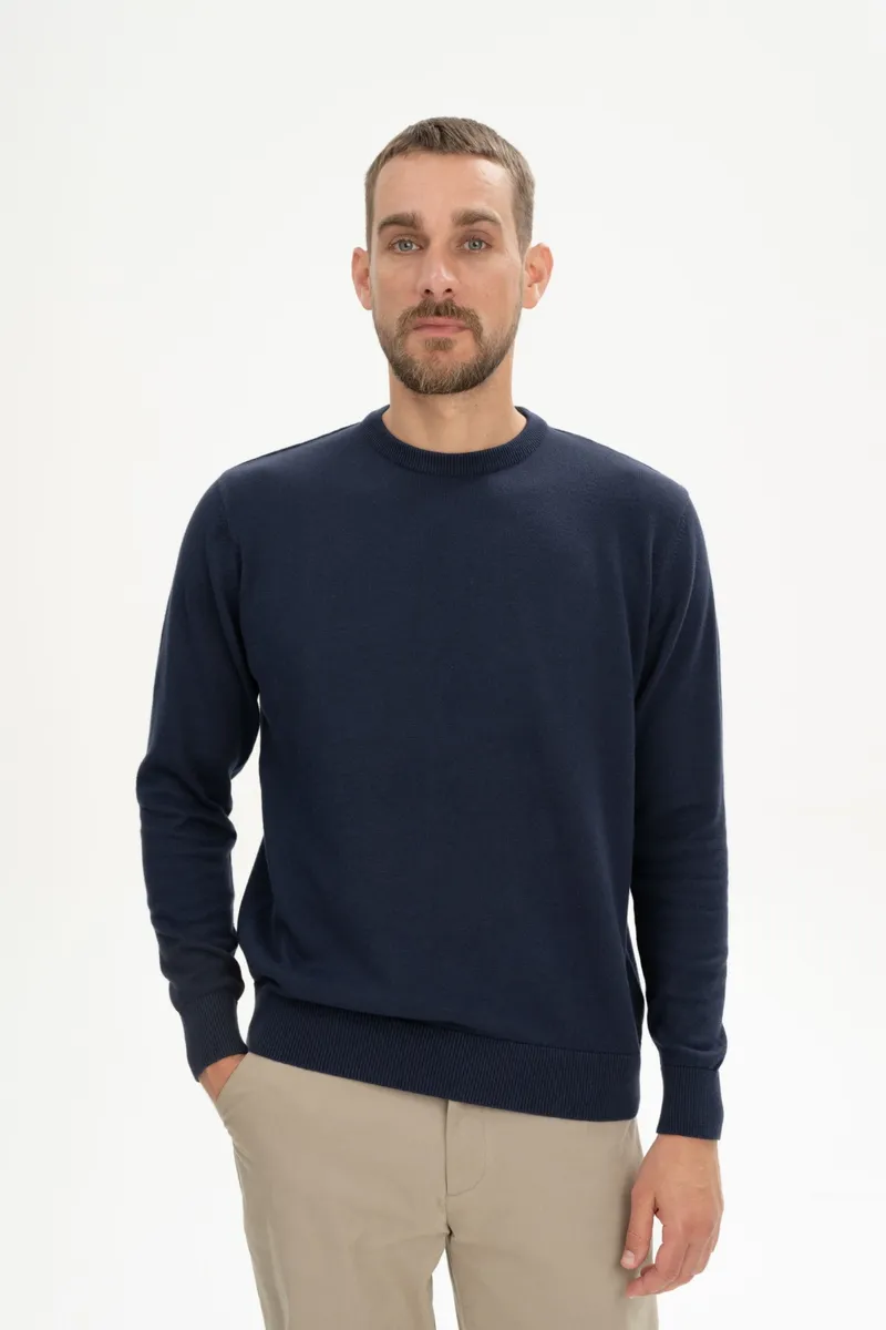 MELA MELA Herren vegan Pullover Feinstrick Himal Navy Blau, Extra dunkelblau, – Produktbild 2 von 2