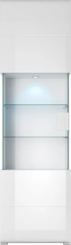 OTTO home Vitrine Toledo,Höhe 204 cm trendige Glasvitrine mit dekorative Fräsungen Standvitrine ohne Beleuchtung, viel Stauraum, hochglanz Front MDF, Weiß, – Produktbild 4 von 5