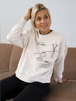 Kultgut Kultgut Artdesign Pulloversweater im Boxistyle / Coffee & Books – Produktbild 1 von 1