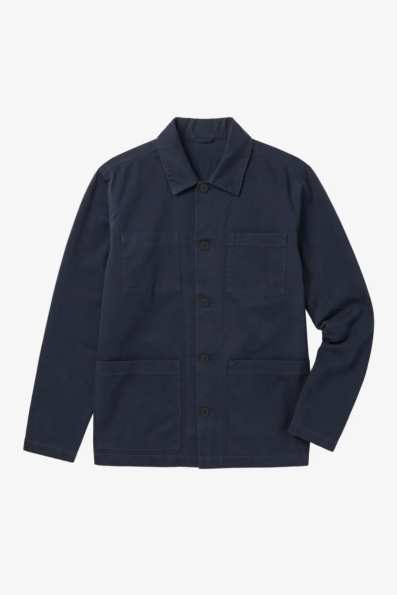 KnowledgeCotton Apparel KnowledgeCotton Apparel Herren vegan Overshirt Aus Twill Total Eclipse Blau, Blau, – Produktbild 1 von 1