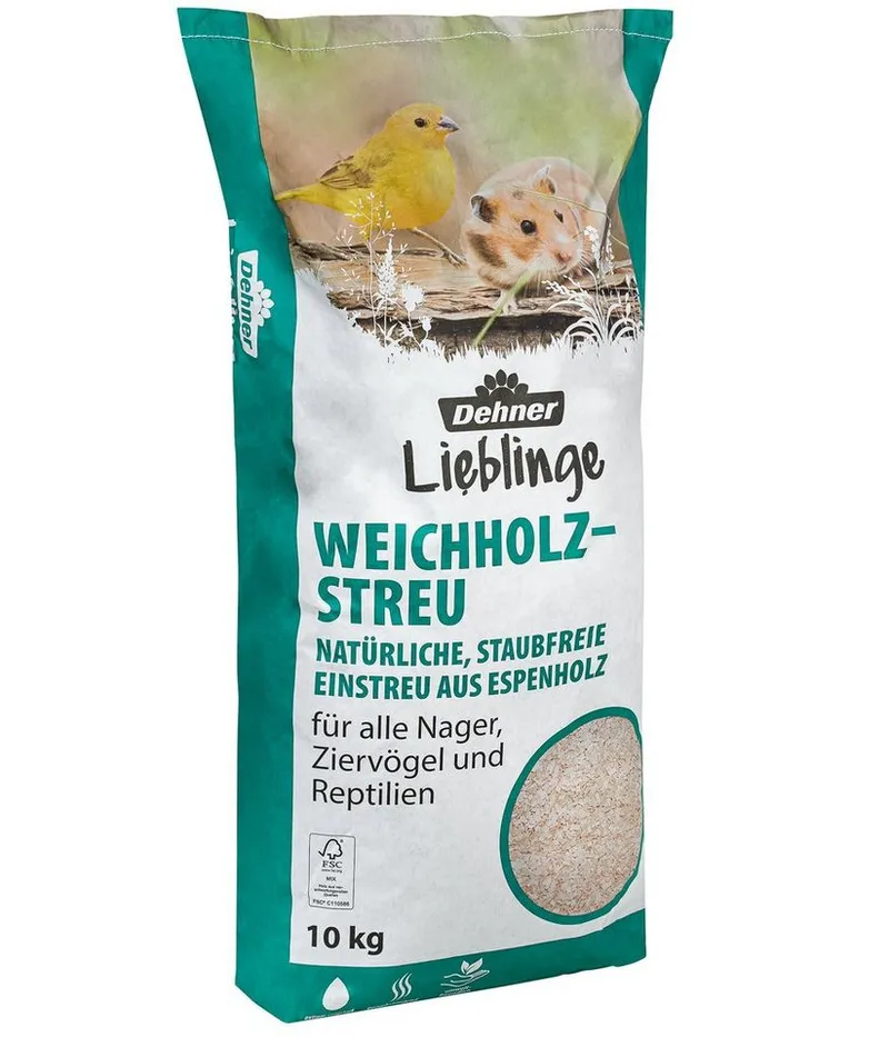 Dehner Einstreu Lieblinge Einstreu für Nager / Vögel / Reptilien, 10 kg, staubfreies Weichholz, Allergiker-geeignet – Produktbild 1 von 2