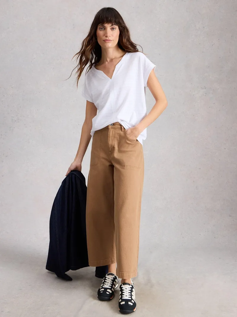 White Stuff T-Shirt Nelly mit Keilausschnitt - 48, Reines weiß, – Produktbild 2 von 4