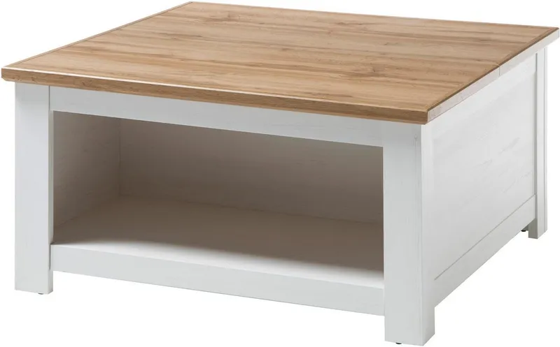 Home affaire Couchtisch Cremona, Beistelltisch, Wohnzimmertisch, Sofatisch, Tisch, Landhausstil, mit offenen Fächern und Stauraumfach, 50 cm hoch, Weiß, – Produktbild 4 von 5