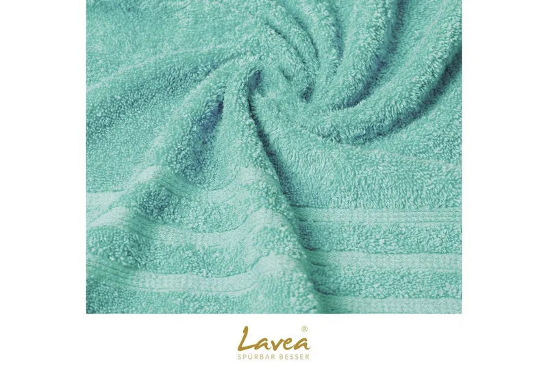 Lavea Seiftuch Bali Seiftücher, Waschlappen Frottee 30x30 cm, Weiches Bio-Baumwollfrottee (Set, 2-St), kleine Handtücher, Handtuch-Set, GOTS-zertifiziert, Grün, – Produktbild 4 von 5